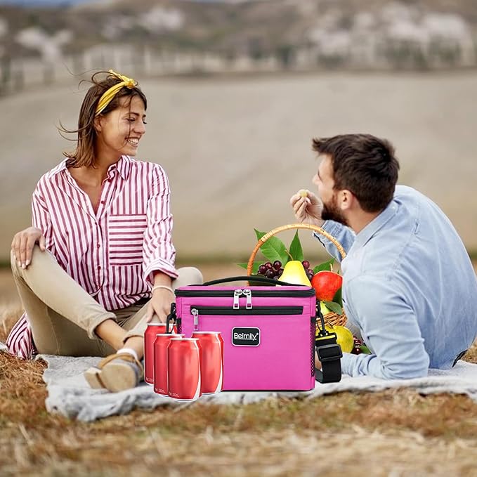 Generic BEIMILY Lunch Bag for Women/Men,Reusable Lunch Box Small Cooler Bag Soft Sided,Leakproof Cooler Bag for Office Work Picnic Beach with Adjustable Shoulder Strap (dark pink), 2311A