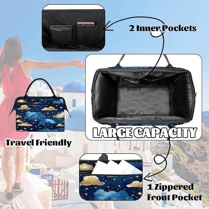 Clouds Overnight Weekender Bag for Women Men Travel Duffel Bags Waterproof Luggage Carry on Sports Yoga Gym Bag