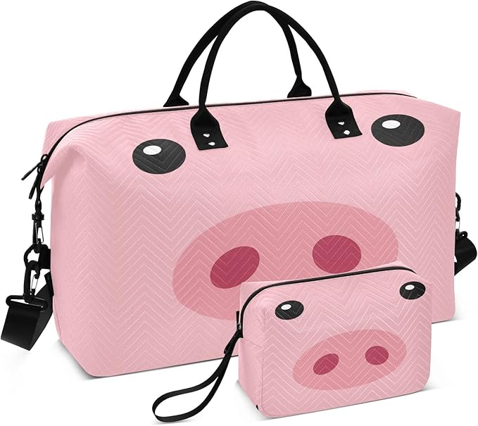 Travel Duffle Bag, Pig Face Gym Bag with Storage Bag Weekender Overnight Bag for Men Women Trip Sports Yoga