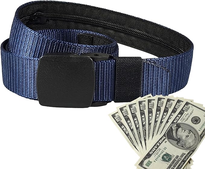 Money Waist Belt, Hidden Travel Pouch, Security Wallet with Blocking, Adjustable Strap for Documents Currency Tickets, Travel Gear, Anti Theft Belt for International Trips