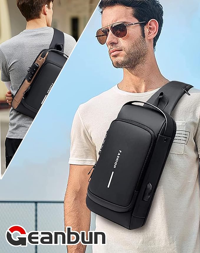 Sling Bag for Men Anti-Theft USB Crossbody Backpack Waterproof Chest Daypack | Anti-Theft, USB, Waterproof