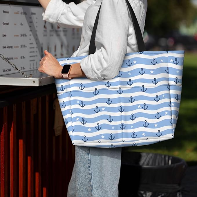 Large Beach Bag for Women Waterproof Foldable Travel Shoulder Tote Bag with Pocket for Weekender Pool Vacation