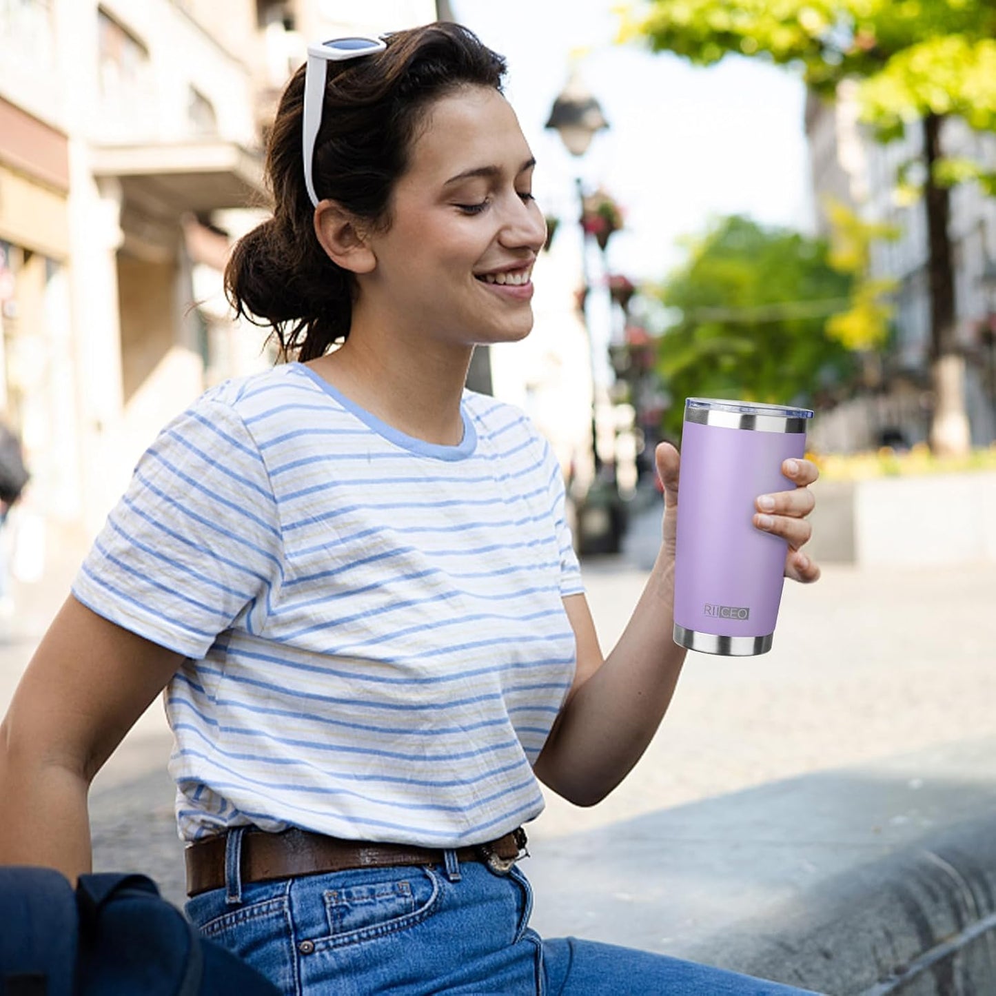 20oz Tumbler with Straw and Brush, Stainless Steel Vacuum Insulated tumbler, Double Wall Insulated Coffee Tumbler for Outdoor, Home, Travel,Office (lilacïŒ4pcs)