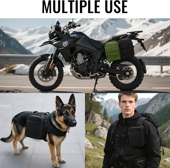 Qavctw Tactical Pouch Utility Organizer Molle Pouches EMT Ifak Medical First Aid Kit Utility Pouch with Two Zippers for Outdoor Tactical Survival Bag