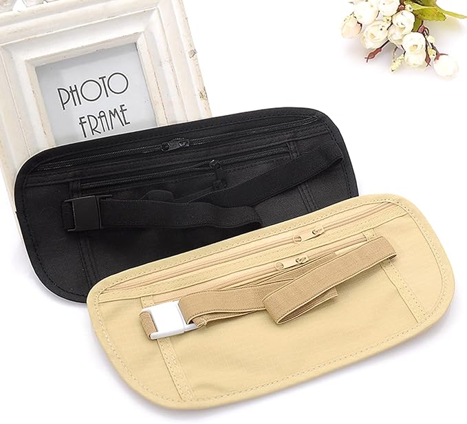 Upgraded Money Belt for Travel Hidden RFID Security Pouch Anti-Theft Passport Fanny Pack for Men & Women Present Gift money pouches for cash small travel money pouch under clothes for men