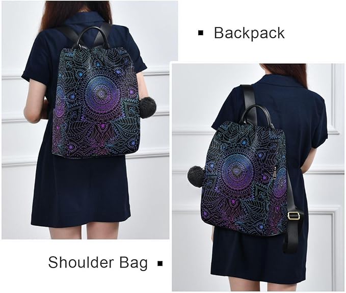 ALAZA Boho Mandala Ethnic Bohemian Backpack Purse for Women Anti Theft Fashion Back Pack Shoulder Bag