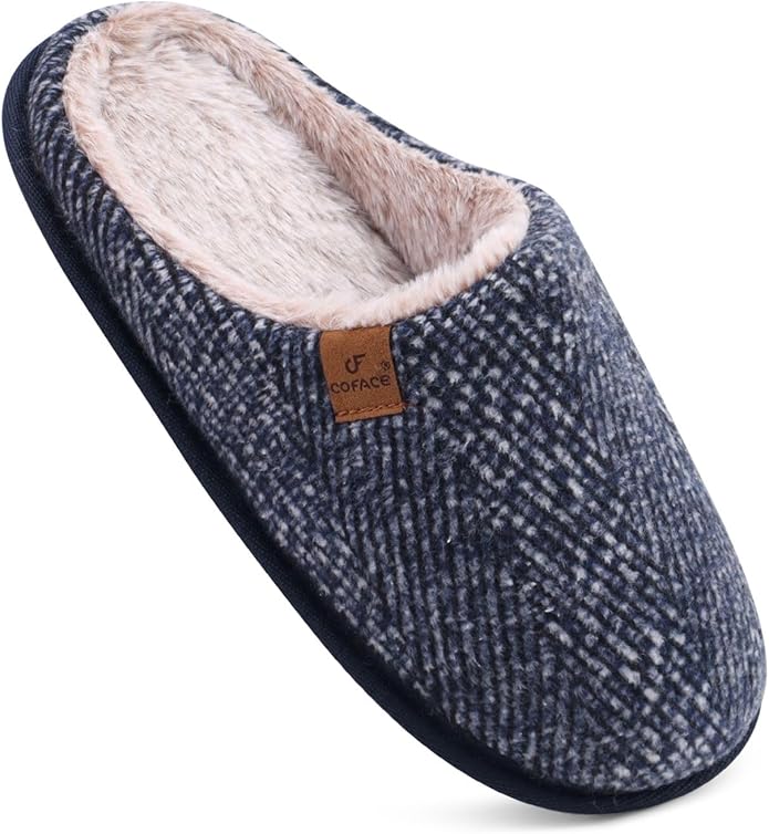 COFACE Mens Cozy Memory Foam Scuff Slippers Casual Slip On Warm House Shoes Indoor/Outdoor Sandal Slippers With Arch Support Rubber Sole Size 7-15