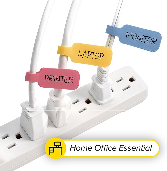 Wrap-It Storage Cable Labels - Medium, Macaron (30-Pack) - Write On Cord Tags for Wire Management and Identification