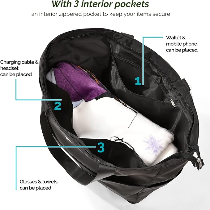 HOMESPON Large Waterproof Beach Bag for Women Sandproof Tote Bag Pool Bag with Zipper and Pockets for Travel Vacation Gym