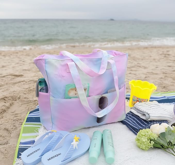 Bluboon Beach Bags for Women, Large Waterproof Tote Bag With Wet Compartment for Pool Weekender Travel Gym