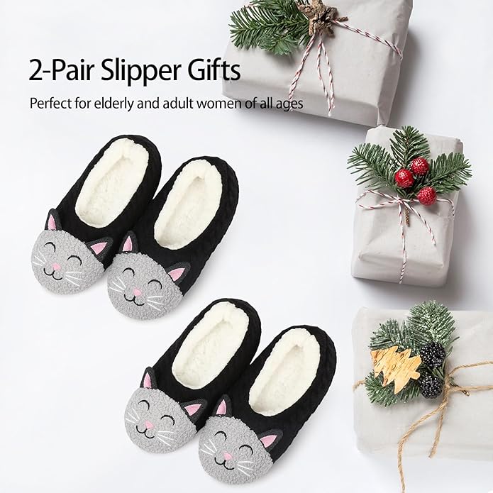 DICUIRD Womens Cute Animal Soft Sole Slipper Socks with Grippers-Fuzzy House Slippers