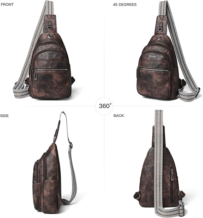 Sling Bag For Women Faux Leather Small Casual Daypack Backpack Fanny Pack Crossbody Chest Bags Purse
