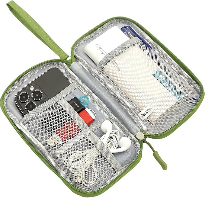 Electronics Organizer Travel Case, Travel Cable Organizer Bag Pouch Electronic Accessories Carry Case Waterproof Electronic Bag for Cable, Cord, Charger, Power Bank, Earphone (Green)
