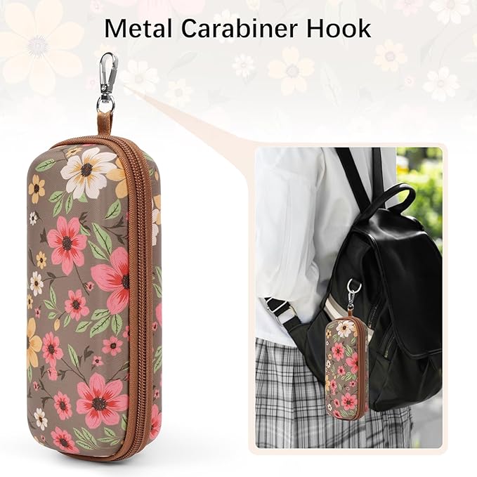 Double Eyeglasses Case Hard Shell Dual Sunglasses Organizer with Zipper Closure Travel Eyewear Storage for Vehicle