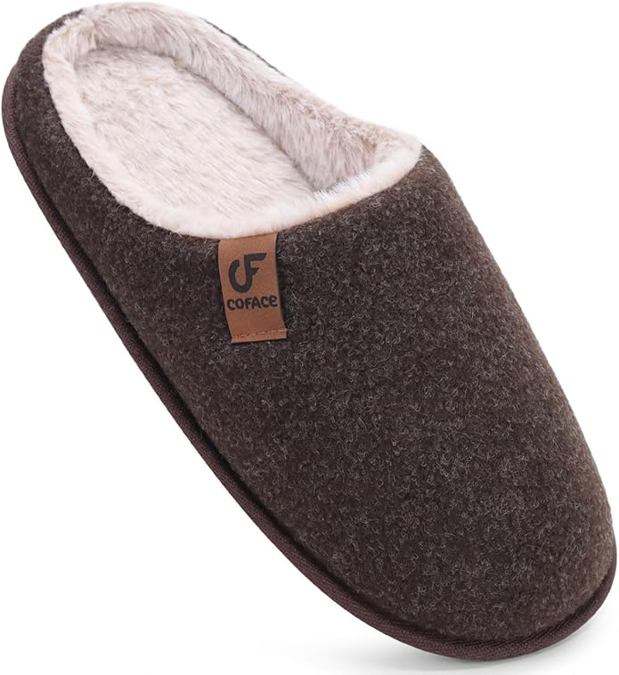 COFACE Mens Cozy Memory Foam Scuff Slippers Casual Slip On Warm House Shoes Indoor/Outdoor Sandal Slippers With Arch Support Rubber Sole Size 7-15