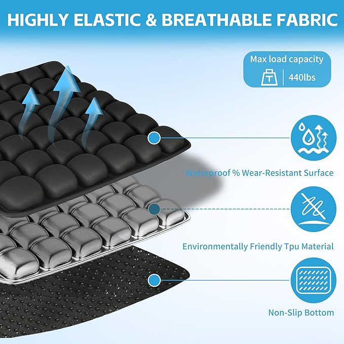 Starlo Sondour Travel Seat Cushion, Airplane Cushion Long Flight, Airplane Gadgets Inflatable Seat Cushions, Portable Airline Cushion with Air Pump, Wheelcha