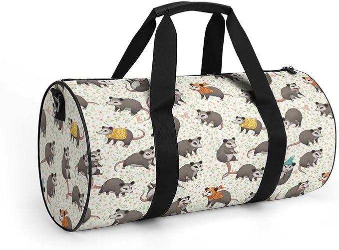 Dance Sports Gymnastics Bag Floral Possum Opossum Foldable Gym Bags Lightweight Travel Sports Bag Unisex Gym Duffel Bags