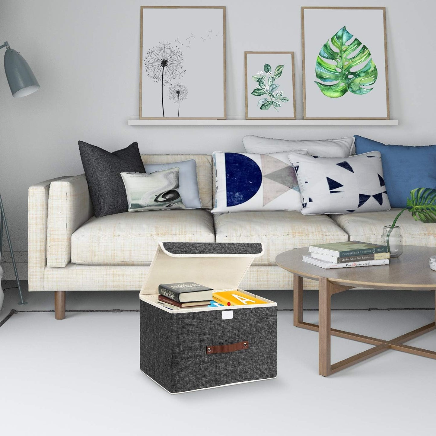 TYEERS Collapsible Storage Boxes, Washable Fabric Storage Bins with Lids, 14.9x9.8x9.8 inches, 2 Pack, Black