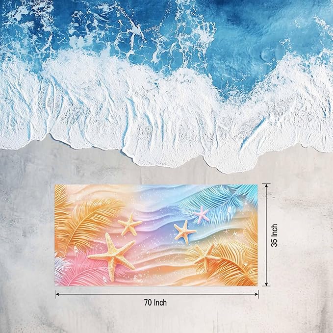 Summer Palm Leaves Beach Towel 35" x 71" Ocean Starfish Quick Dry Sand Free Pool Towels Dreamy Gradient Soft & Absorbent Compact Towels Beach Accessories for Travel Bathroom Swimming Pool