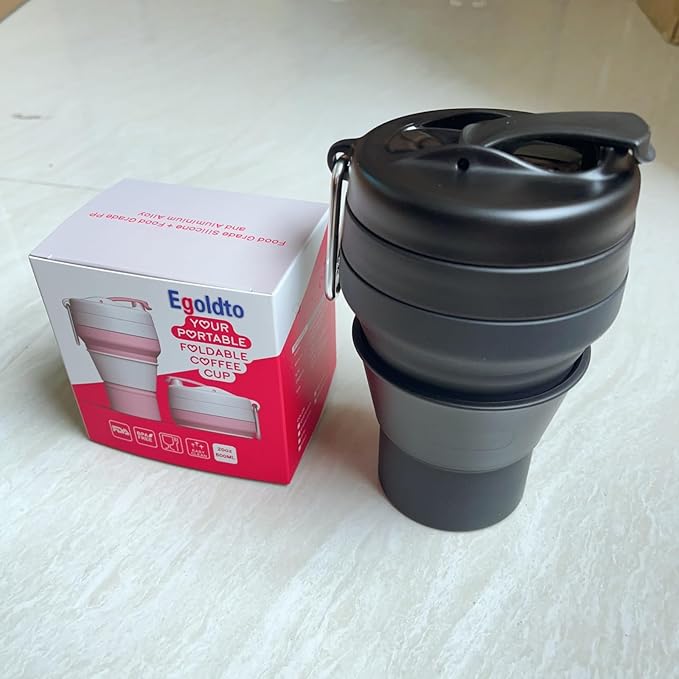 Collapsible Coffee Cup, 2 Pack 20 OZ 600ml Silicone Travel Folding Cup, Leak Proof BPA Free Portable Cup, Travel mug with Lids for Camping hiking