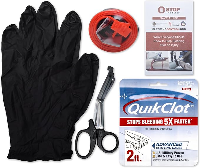 MFASCO Emergency Kit with Tourniquet - First Aid Kit Blood Clot Supplies for Emergency Response Bleeding Control - Stop The Bleed Kit Easy-to-Use STAT Tourniquet - Made in USA - Compact Size