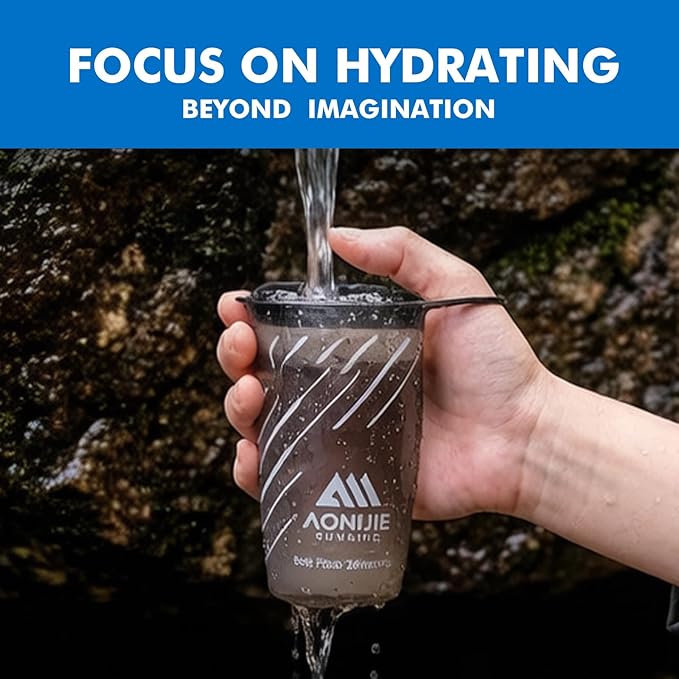 AONIJIE Collapsible Cup 200ml – Foldable Hiking Cup, Ultra Portable Soft Cup for Trail Running, Camping & Travel, Silicone Water Cup for Outdoor Hydration - Grey