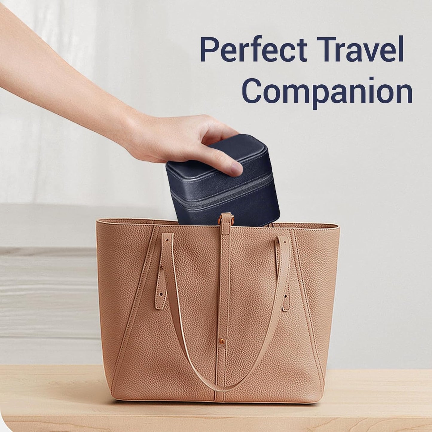 CONBOLA 2 Watch Travel Case for Men with Accessory Compartment,Compact Watch Box for Men Jewelry Case with Microsuede Interior,PU Leather Protect Fits Watches & Smartwatches Up to 55mm. (Deep Blue)