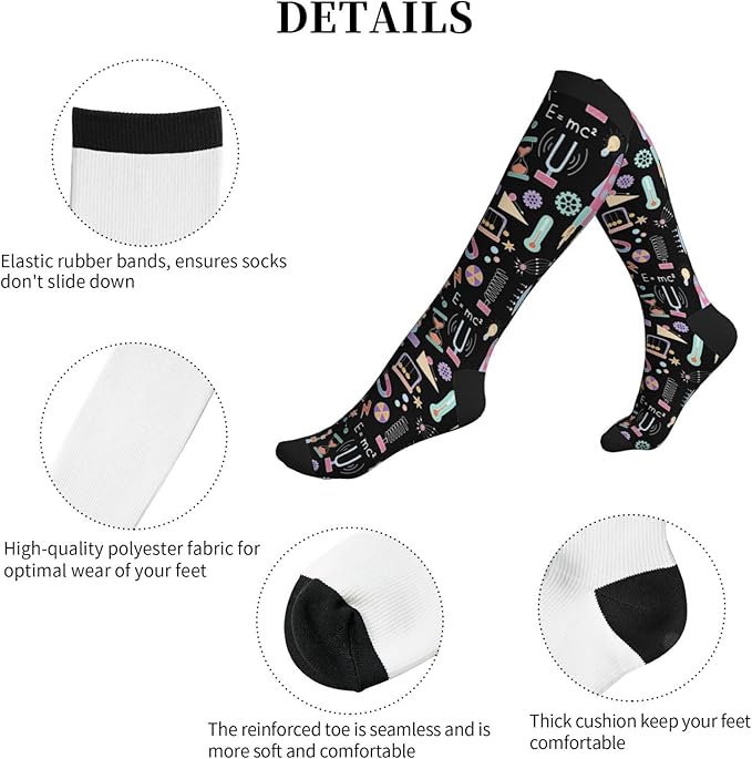 Compression Socks Knee High Circulation Support Socks For Women Men Athletic Running Work Hiking Cycling Travel