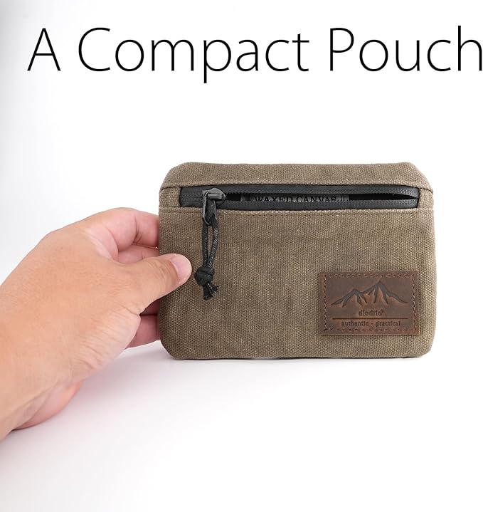 diodrio Belt Zipper Pouches for Men Women Compact EDC Pouch, YKK Zipper, Anti-theft Pickpocket Proof Safety Wallets, Waist Pack for Traveling Hiking, Water Resistant, Tough Waxed Canvas, Olive