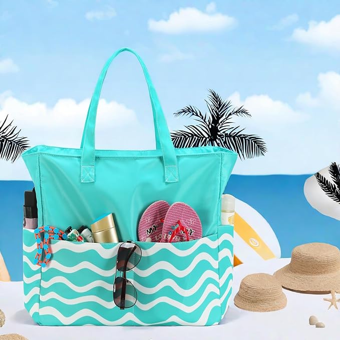 LEDAOU Beach Bag Waterproof Sandproof Women Beach Tote Pool Bag with Zipper for Swim Gym Grocery Travel with Wet Pocket | Sandproof, with Zipper, for Gym, Grocery, Travel, with Wet Pocket