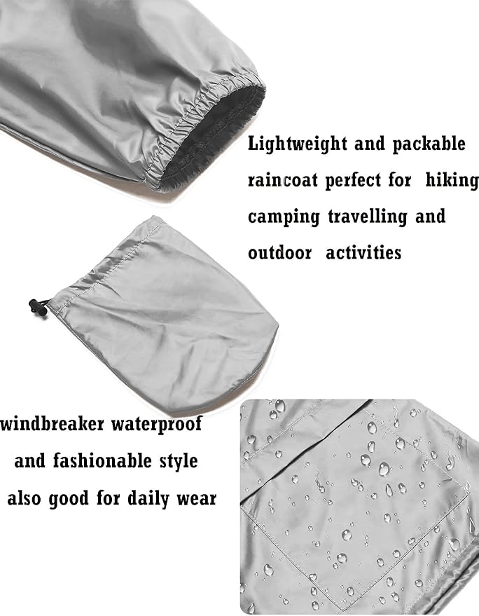 Avoogue Plus Size Raincoat Women Waterproof Rain Jacket Packable Outdoor Hooded Windbreaker