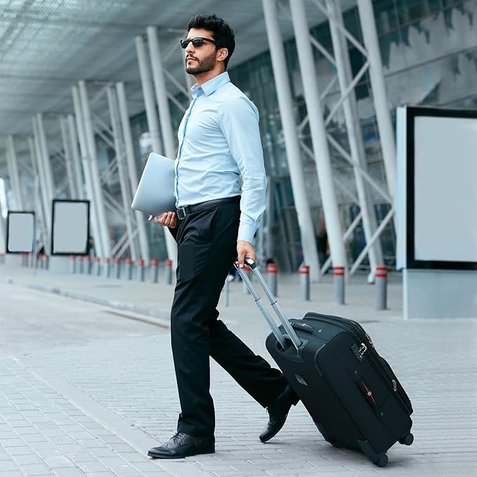 Softside Expandable Luggage with 4 Spinner Wheels, Durable Checked-Luggage Suitcase (Blue, 29-Inch)