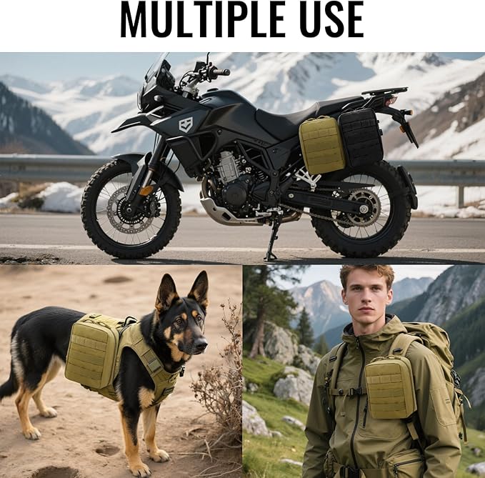 Qavctw Tactical Pouch Utility Organizer Molle Pouches EMT Ifak Medical First Aid Kit Utility Pouch with Two Zippers for Outdoor Tactical Survival Bag