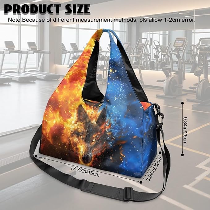 Flame Wolf Sports Duffle Bag with Shoe Compartment for Men Portable Gym Bag with Wet Pocket Waterproof Fitness Workout Bags with Yoga Mat Holder Travel Overnight Weekender Shoulder Bag