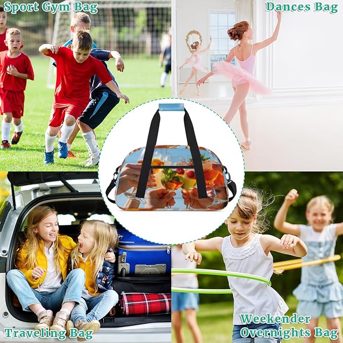 Cocktail Print Kids-Duffel-Bags Gymnastics Dance Bag Carry-On Overnight Travel Gym Lightweight Dance Sports Bags For Girls Boys Kids,