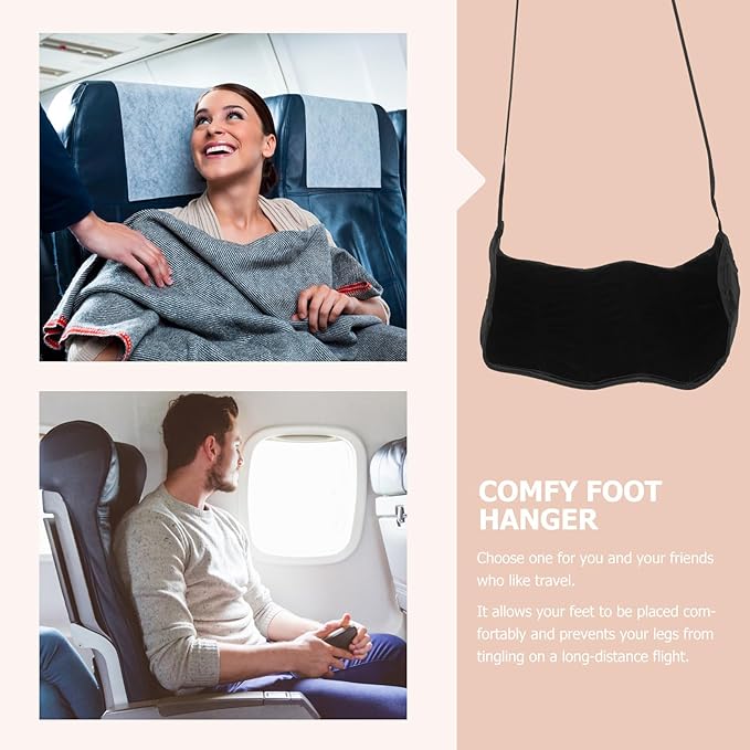 Airplane Foot Hammock Travel Footrest Portable Office Footrest Black Integrated Foot Resting Hammock for Flight and Office Use