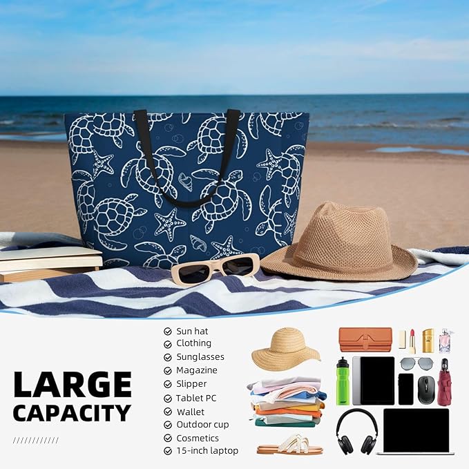 Beach Tote Bag for Women Beach Bag Waterproof and Sandproof Tote Bag with Wet Bag Large Travel Bag for Weekend Travel