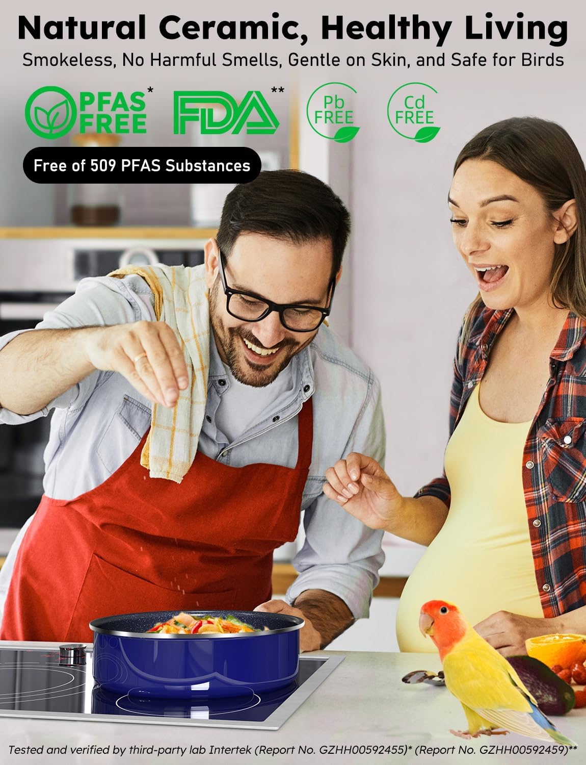 Pro DUXANO 12PC Nonstick Pots and Pans Set&Hybrid 3-Ply Stainless Steel Skillet, High Heat Sear&Fry, 2-Layer Ceramic Induction Cookware, 9H Scratch-Resistant&Anti-Warp,PFAS Free,All Cooktop/Dishwasher