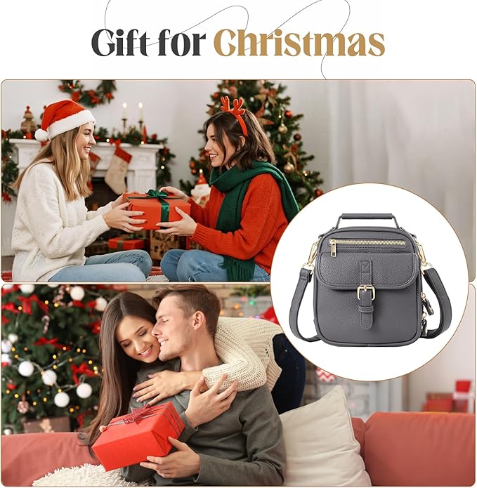Vegan Leather Crossbody Bag for Women with 2 Straps, Small Messenger Bag with Anti Theft Zipper Pocket Vintage Shoulder Bag