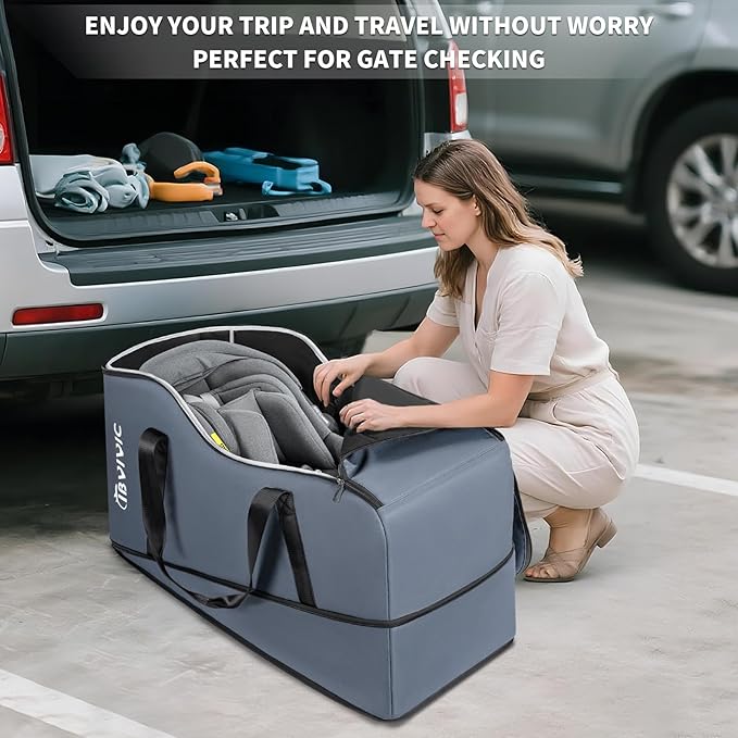 Car Seat Travel Bag Compatible with UPPAbaby Aria and Mesa, Infant Car Seat Travel Bag Car Seat Cover for Airplane Travel (Grey)