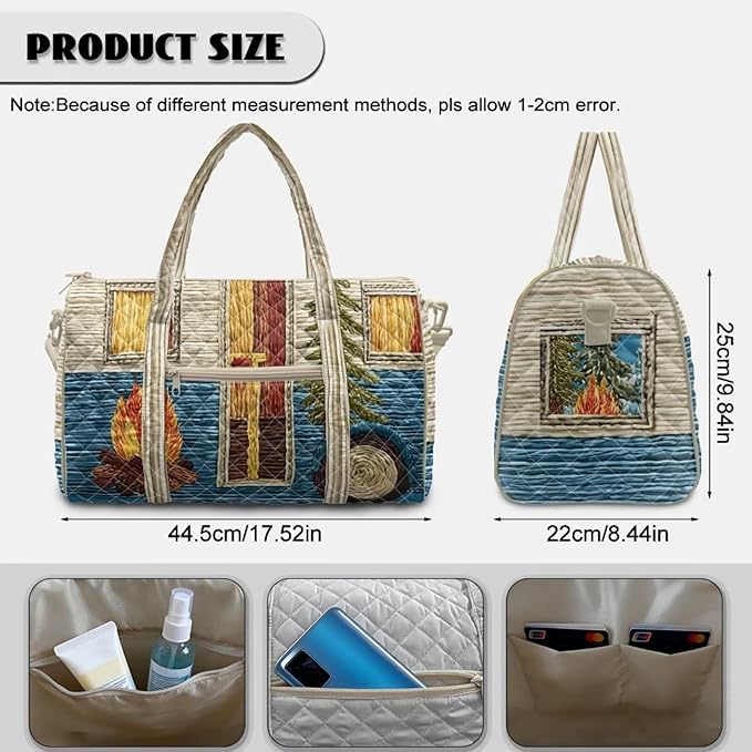 COEQINE Quilted Tote Bag Large Car Luggage Bag for Women Large Packable Travel Bag Multiple Interior and Exterior Pockets Crossbody Purses for Womens