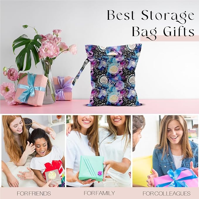 Wet Bag for Swimsuit, Beach Travel Essentials Wet Dry Bag, for Sunscreen Toiletry Dirty Clothes Yoga Gym Diaper, Friends Summer Beach Vacation Gifts. Jellyfish colorful