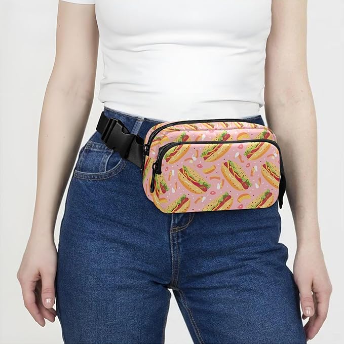 Funny Hot Dog Fanny Pack for Women Men Water Resistant Fashion Waist Packs with Adjustable Strap Belt Bag for Travel Workout Jogging Hiking 21220335