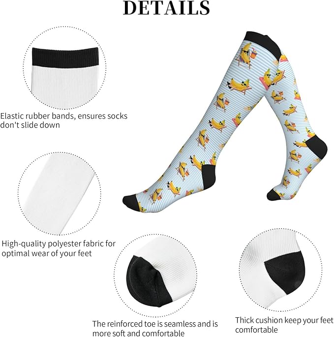Compression Socks Knee High Circulation Support Socks For Women Men Athletic Running Work Hiking Cycling Travel