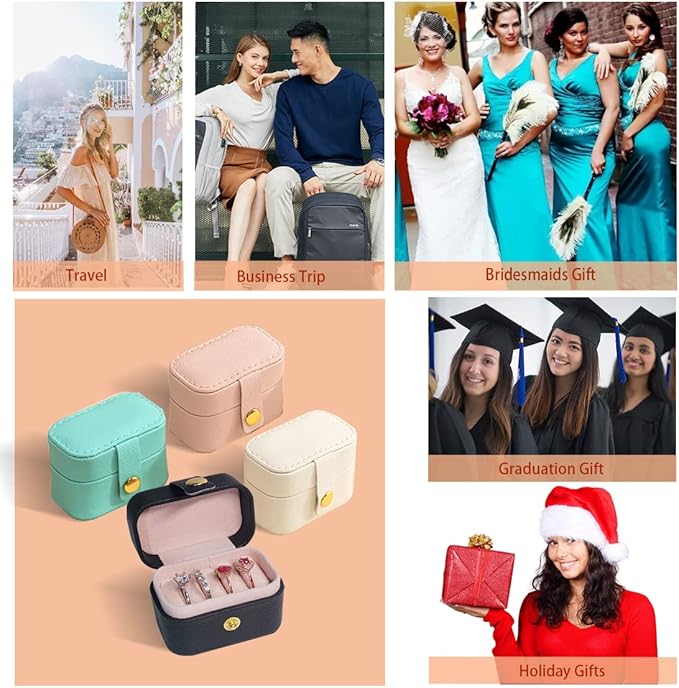 Travel Jewelry Ring Case,Small Jewelry Ring Box,Ring Holder,Mini Jewelry Case Portable Storage Case, for Women Girls, for Travel,Business,Wedding,Bridesmaid Gift (White)