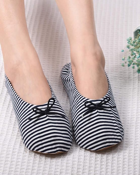 Panda Bros Women's Ballerina House Slippers,Anti-Skid Comfy Warm Ballet Style Slippers