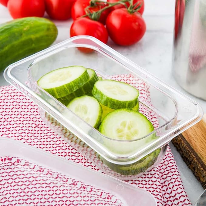 Restaurantware-2.5 Inch Deep Food Pans, 10 1/9 Size Commercial Food Storage Container - Freezable, Break-Resistant, Clear Plastic Cold Pans, Dishwashable, For Kitchens, Restaurants, Or Cafeterias