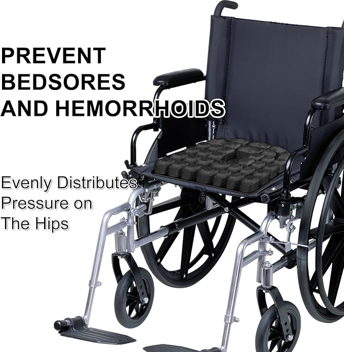 Travel Seat Cushion, Comfortable 3D Inflatable Seat Cushion for Hemorrhoid and Tailbone Pain Relief, Optimal Support for Long Sitting in Car, Air Travel, Office Chairs Etc (Gray, 16" x18")
