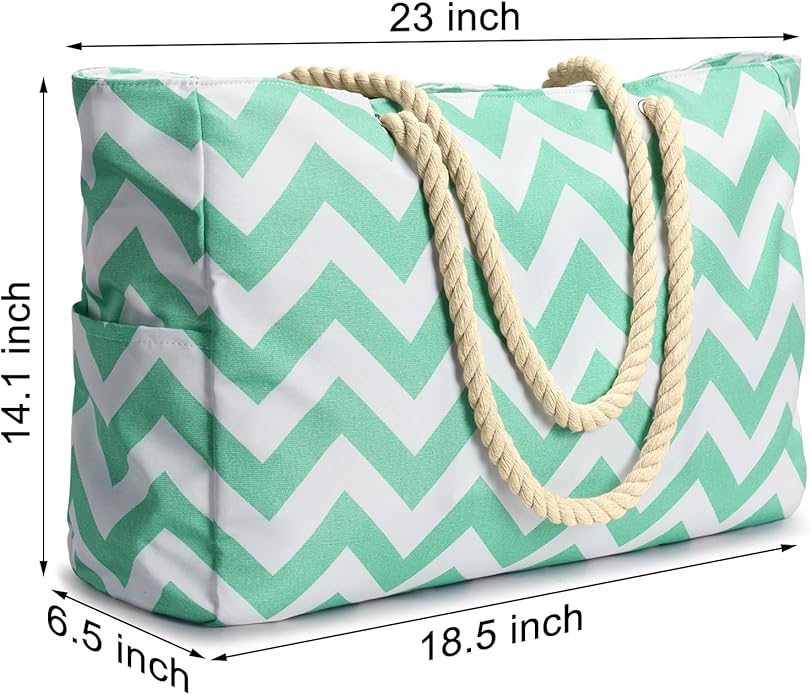 Becokan Beach Bags for Women Large Waterproof Beach Tote Bag Zipper Beach Bags Waterproof Sandproof Swim Pool Bag Large Tote