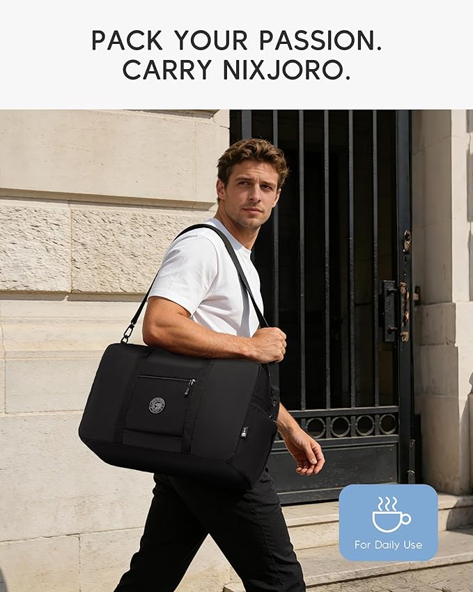 2 Packs Carry on Bag 22x14x9 Airlines Approved, 48L Canvas Travel Duffel Bags for Men Women Duffle Bag for Airplane Weekender Overnight Gym, (Black+Khaki)